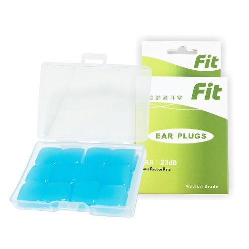 ER FIT-可塑型環保矽膠耳塞 【FIT】矽膠耳塞-藍色12入 柔軟可塑 隔音防噪 睡眠 - 內付收納