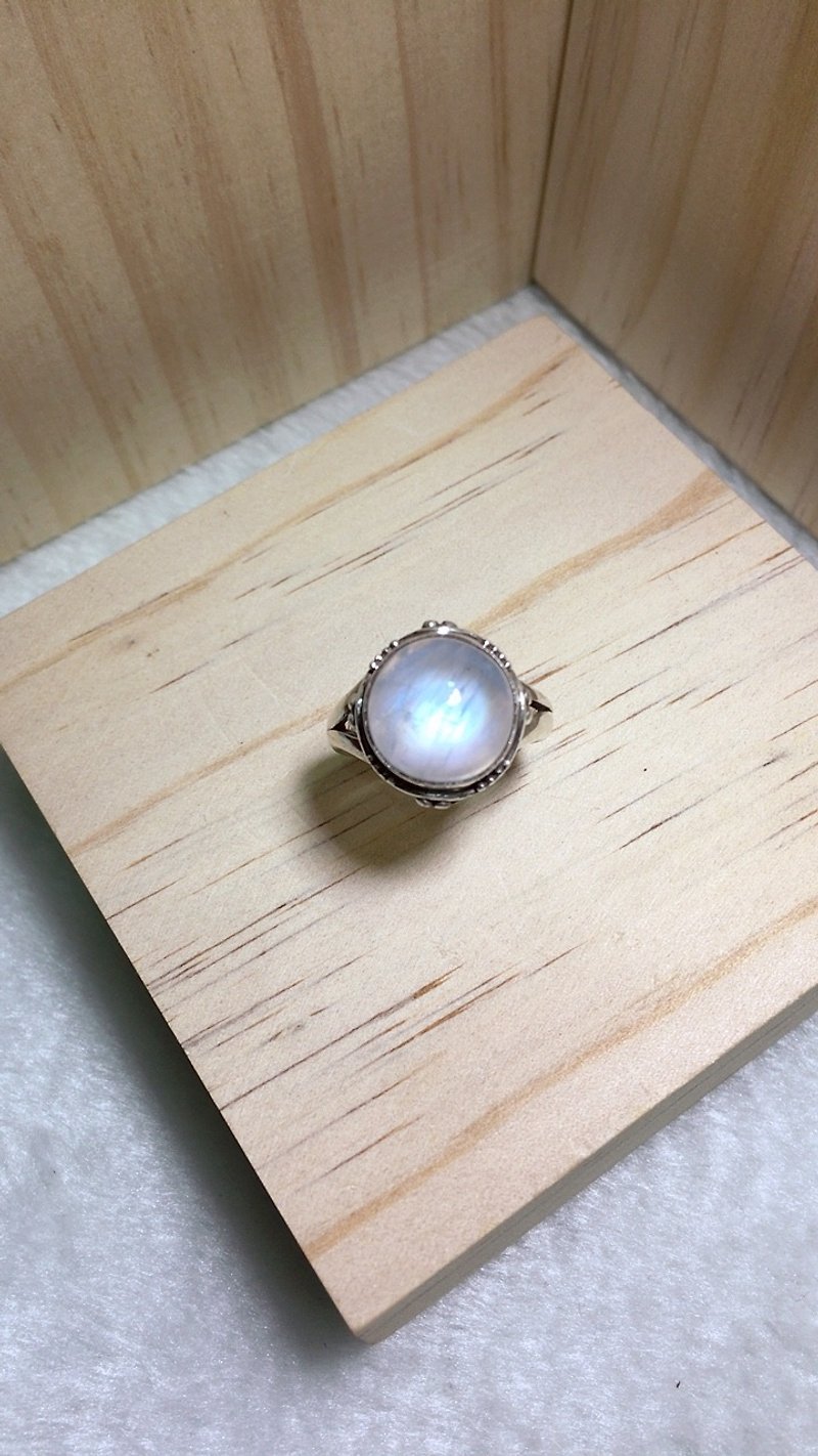 月光石 戒指 尼泊爾 手工製 925純銀材質 - 戒指 - 寶石 