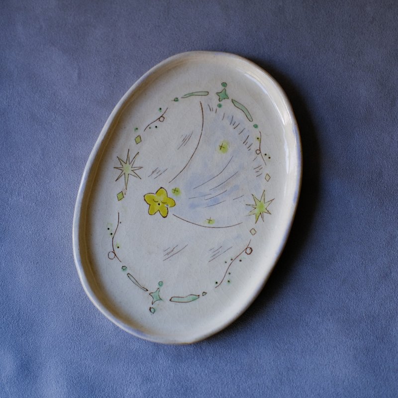 Suànn-Sian . 哭泣流星點心盤【細線版】 | 橢圓盤 點心盤 大皿 - 盤子/餐盤/盤架 - 陶 