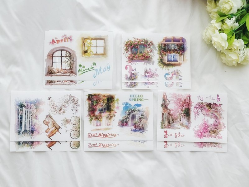 Spring Series - Scenery of Spring Lettering 5MIX PET (philip's store) - 貼紙 - 紙 多色