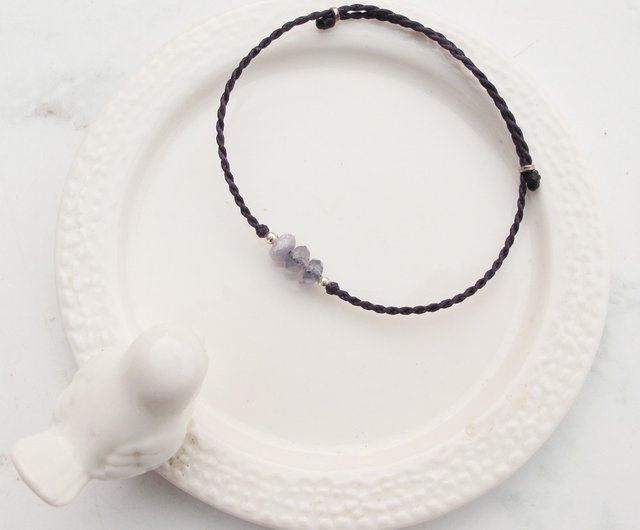 Black String Bracelet with Silver