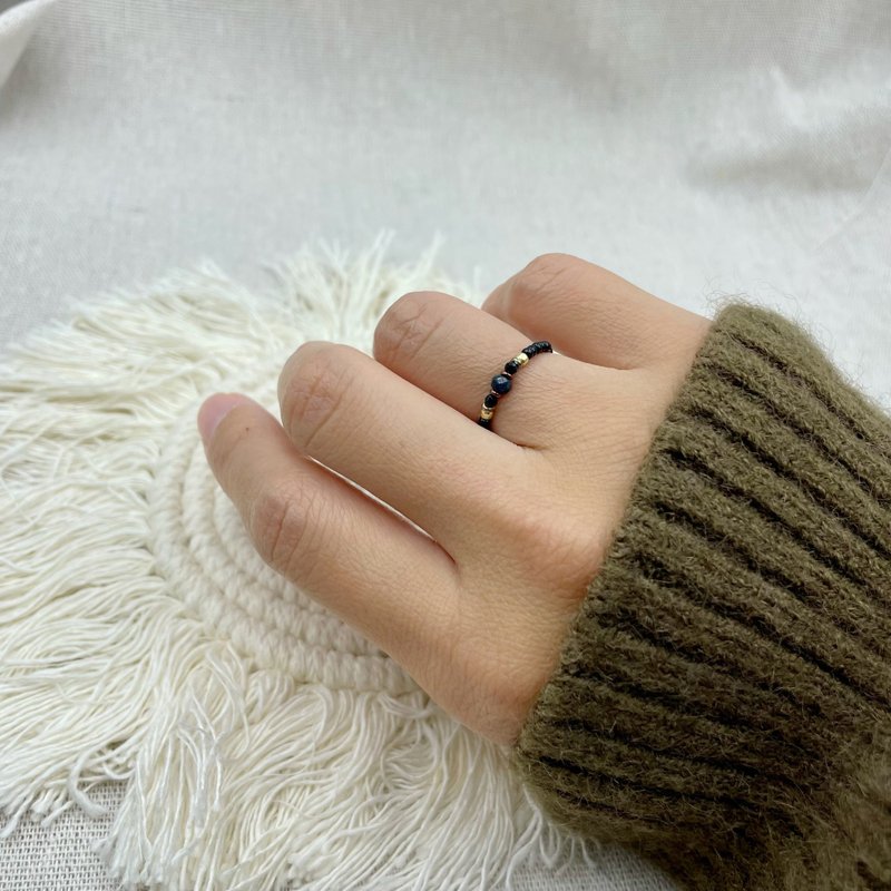 Brave natural stone bead ring - แหวนทั่วไป - เครื่องประดับพลอย สีดำ