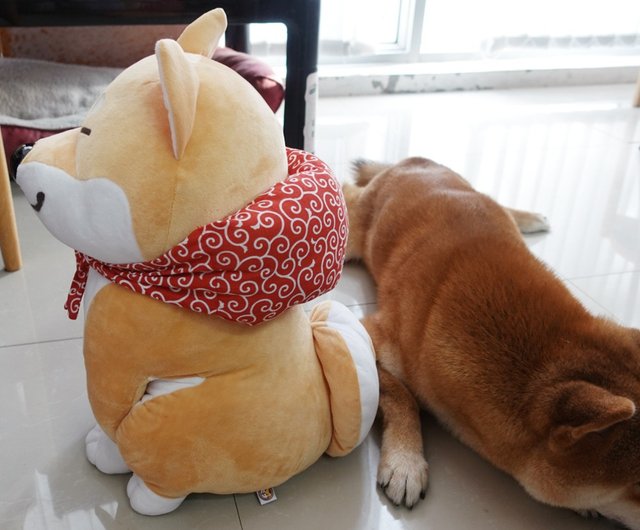 特注大型倉庫屋柴犬人形無料風呂敷ポケットエルクハット42cm