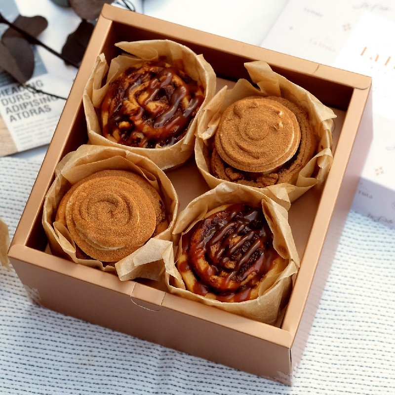 【La Fruta 朗芙】雙色肉桂捲禮盒組/4入 - 蛋糕/甜點 - 新鮮食材 咖啡色