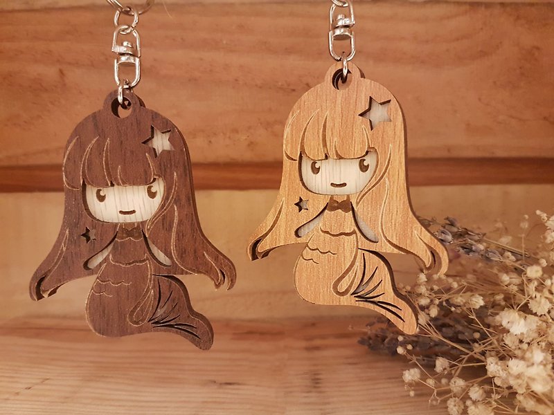 [Teacher’s Day Gift] Wooden Carved Constellation Pendant─Free Engraving for Pisces Keychain Gift - ที่ห้อยกุญแจ - ไม้ สีนำ้ตาล