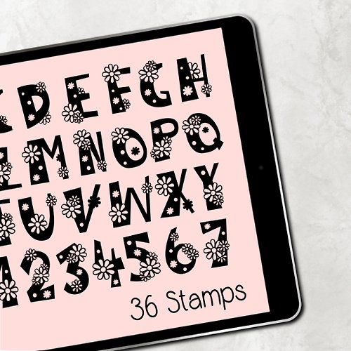 18cc Daisy Font Procreate Brush Stamp