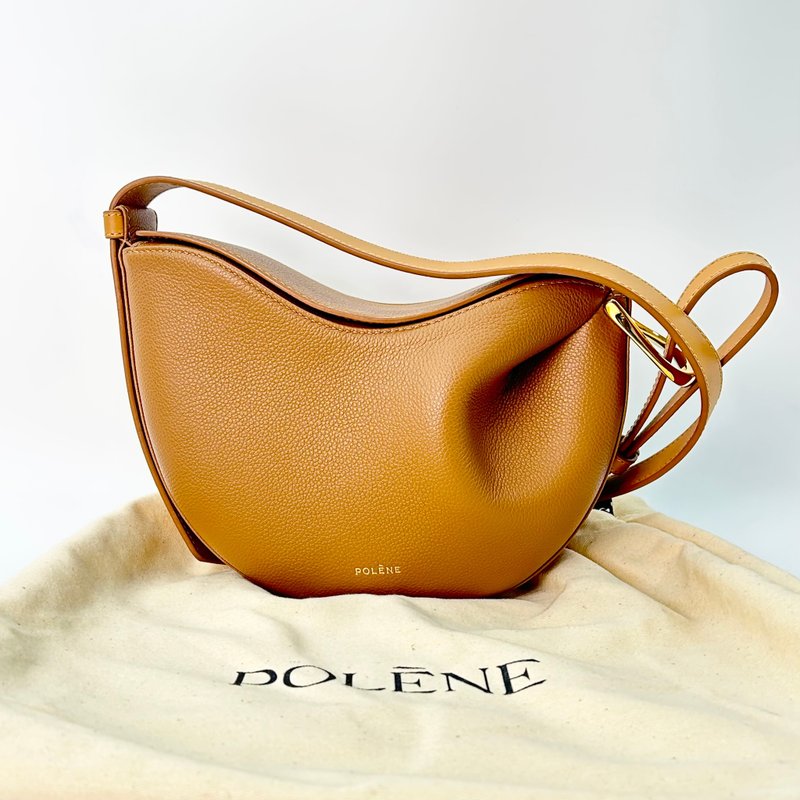 Polène Tonca 焦糖色牛皮半月包 - 側背包/斜背包 - 真皮 咖啡色