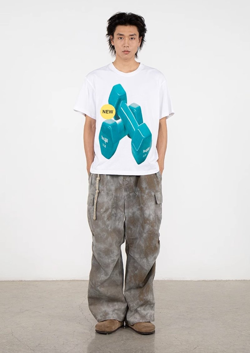 Dumbbell Stamp T-Shirt 5LB重啞鈴印花短袖T恤 - 女 T 恤 - 其他材質 白色