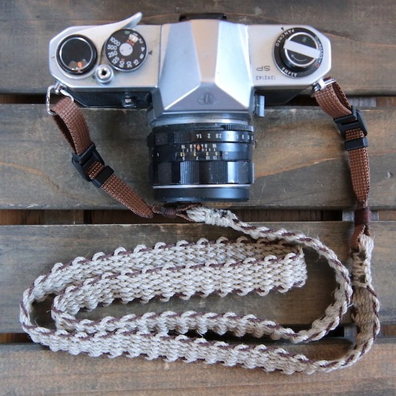 <3,5 cm> hemp hemp camera strap BRW (belt type) - กล้อง - ผ้าฝ้าย/ผ้าลินิน สีนำ้ตาล