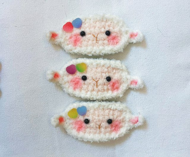 Spot l hand knitted sheep hair clip crochet hair clip - Shop 10cat1dog Hair  Accessories - Pinkoi