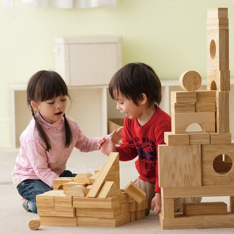 Softwood Blocks - 152pcs - ของเล่นเด็ก - วัสดุอื่นๆ สีนำ้ตาล