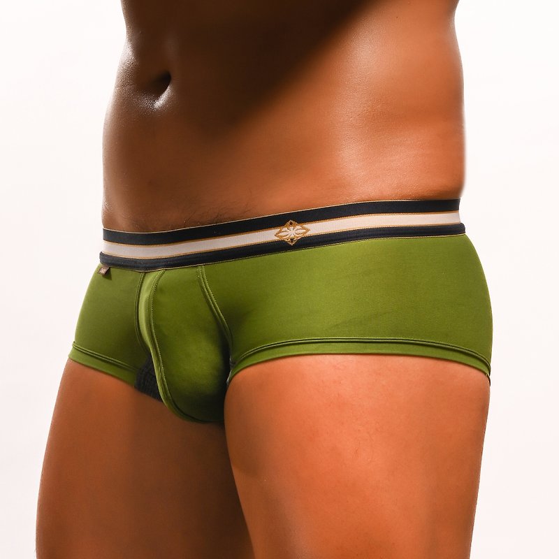 光芒款 中低腰四角褲 - 海藻綠 - 男裝內褲 - 聚酯纖維 綠色