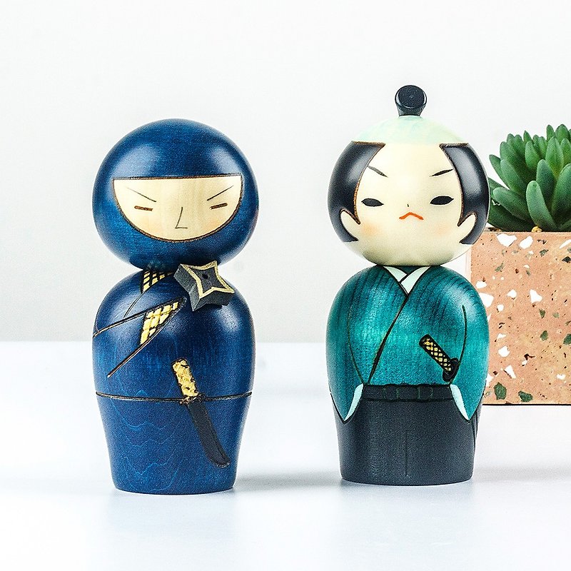 Made in Japan Usaburo Traditional Craft Jewelry Solid Wood Ninja Guards Guardian Decoration Boys Birthday Gift Ideas - ของวางตกแต่ง - ไม้ 
