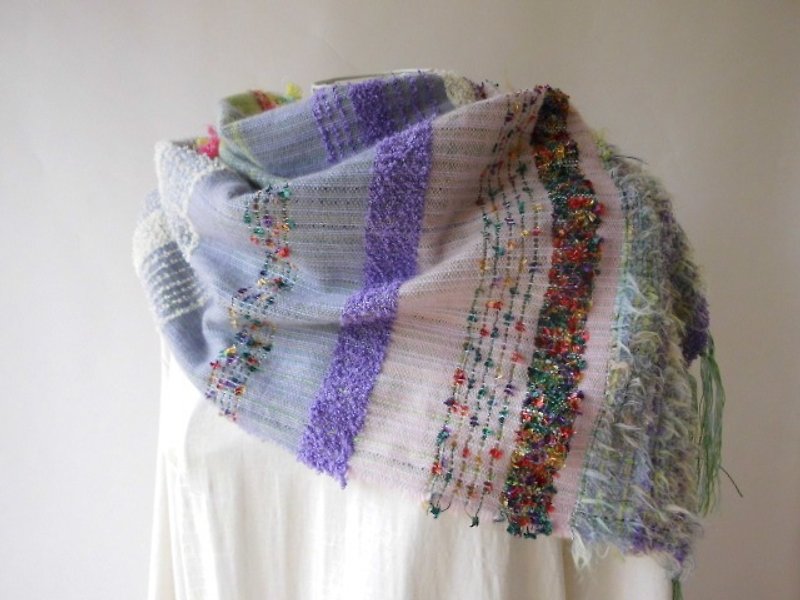 Hand-woven (happy autumn day) Enjoy change · Cotton · Cashmere · Long stall - Scarves - Other Materials Blue