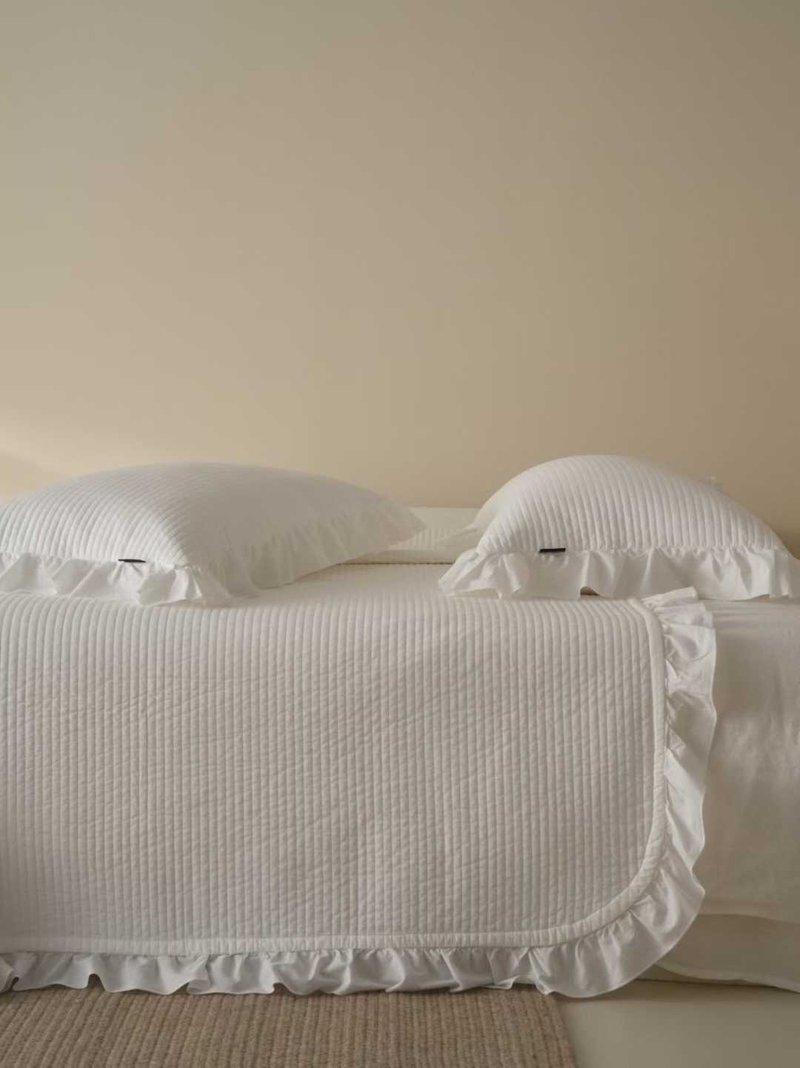 極簡系列床蓋三件套-霜跡白 - 寢具/床包 - 棉．麻 白色