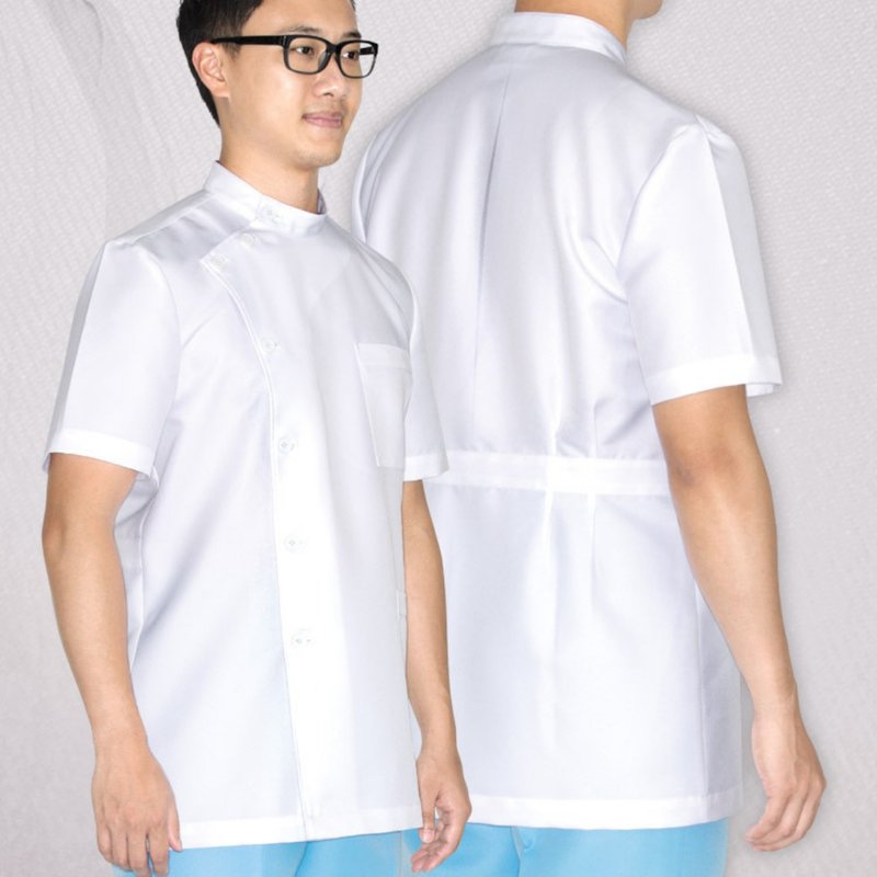 多色扣鈕納米抗菌護士護理員短袖上衣醫美診所制服NM6119 - 男 T 恤 - 聚酯纖維 多色
