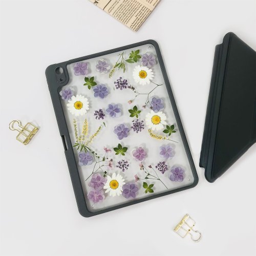 FeimeiPresents 紫花白雛菊手工押花iPad殼 iPad Air 11寸13寸iPad Pro11寸13寸