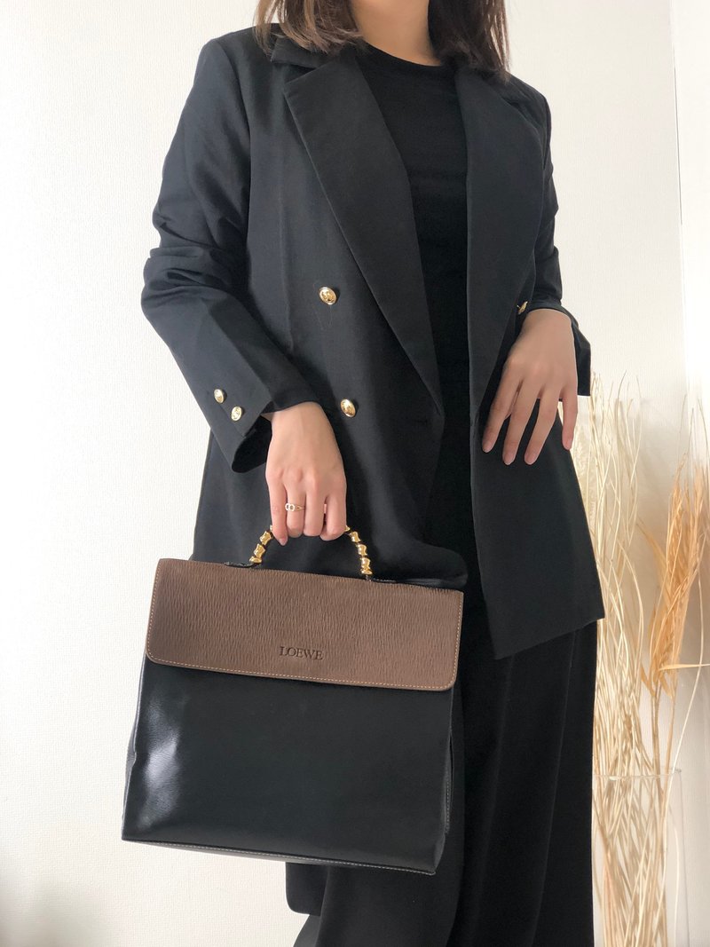【 日本直送　名牌中古包 】LOEWE ロエベ ベラスケス レザー メタルハンドル ハンドバッグ ブラック vintage ヴィンテージ オールド zpvhzp - 手提包/手提袋 - 真皮 黑色