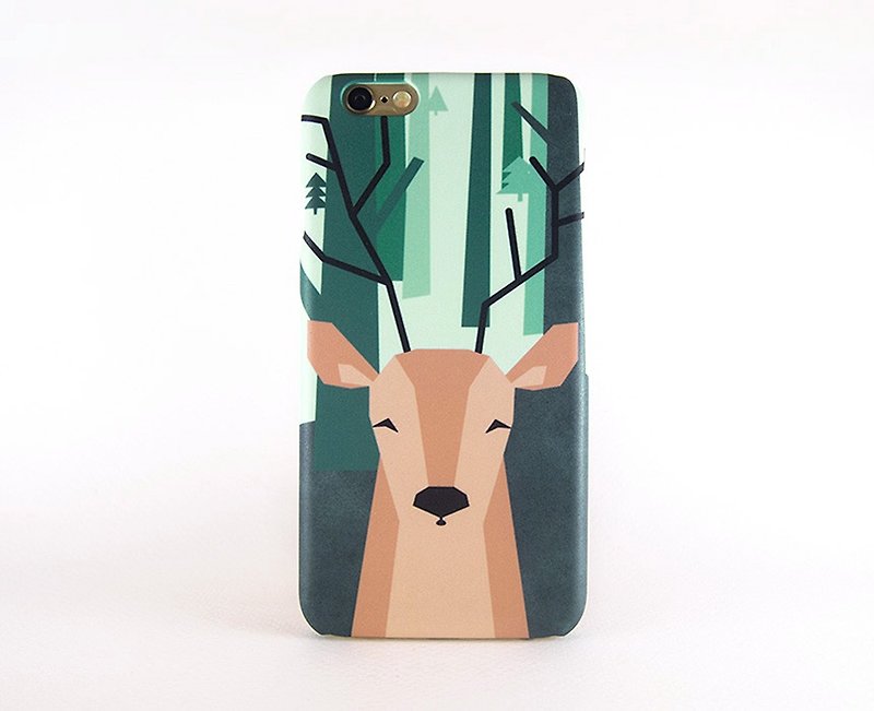 Geometric Deer iPhone case 手機殼 เคสไอโฟนกวาง - เคส/ซองมือถือ - พลาสติก สีเขียว