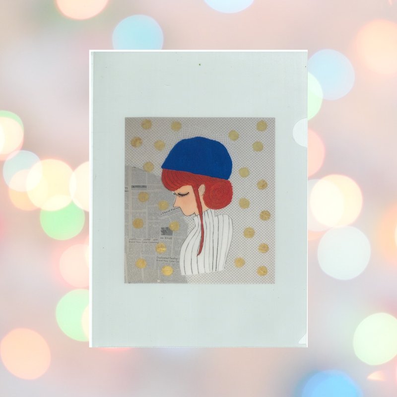 透明文件夾藍色貝雷帽女孩 - 文件夾/資料夾 - 塑膠 藍色