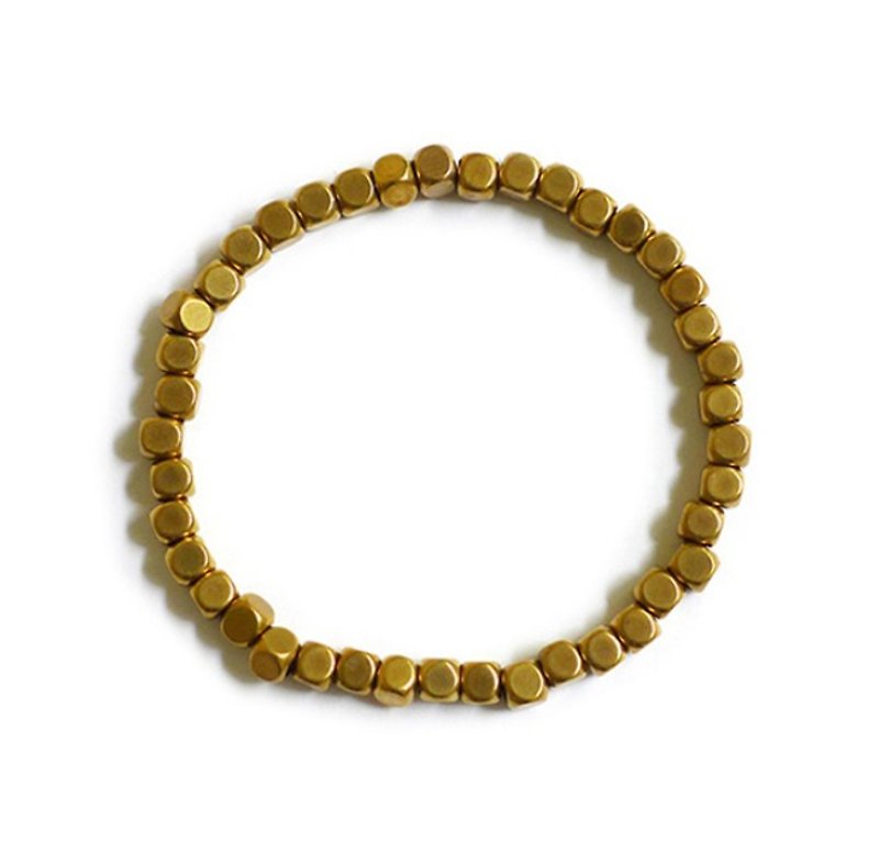Ficelle | handmade brass natural stone bracelet | [brass] copper words - big box - สร้อยข้อมือ - โลหะ สีทอง