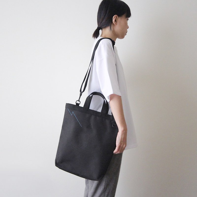 Black Lightning Line Side Backpack - Messenger Bags & Sling Bags - Polyester Black