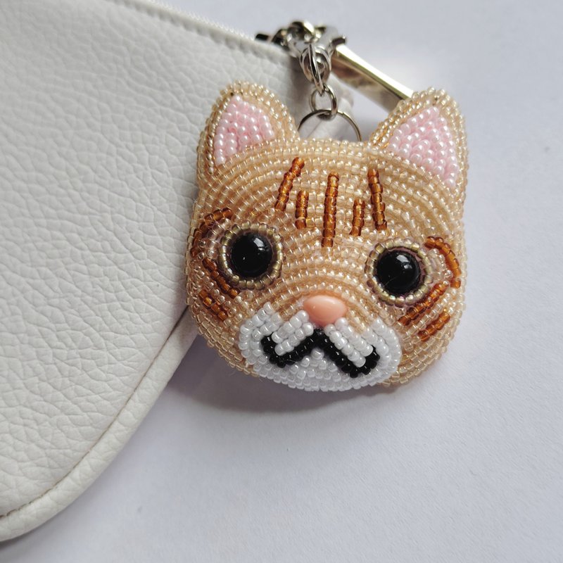 Brown tiger charm, bag charm, key holder, metal fittings can be selected - Charms - Other Materials 