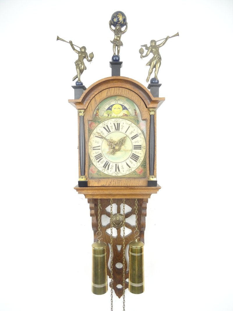 Antique Vintage Friesian Dutch Wall Clock 8 day (Warmink Wuba era) - Clocks - Wood Brown