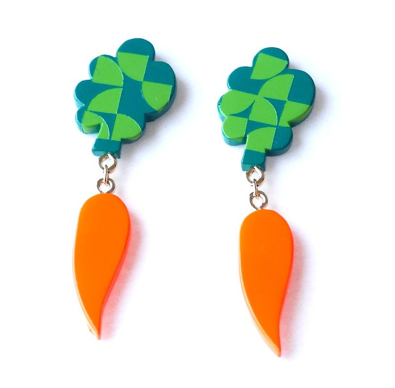 Carrots pierces/earrings - Earrings & Clip-ons - Plastic Orange