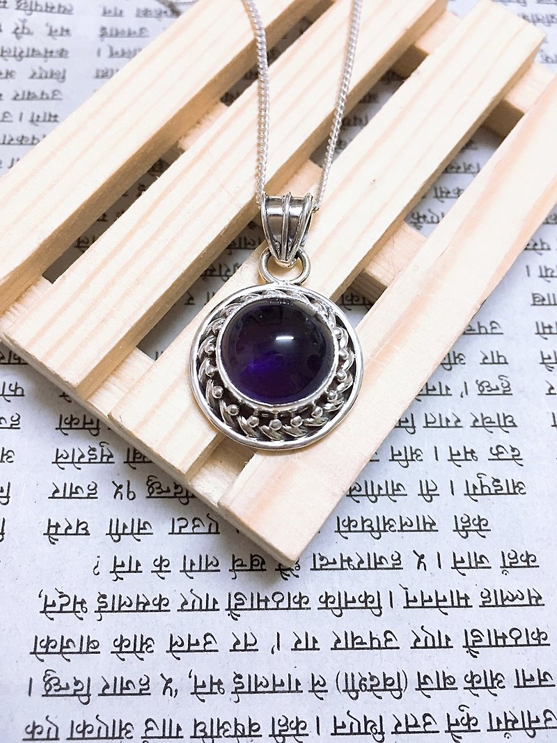  Amethyst pendant Handmade in Nepal 92.5% Silver - Necklaces - Semi-Precious Stones Purple