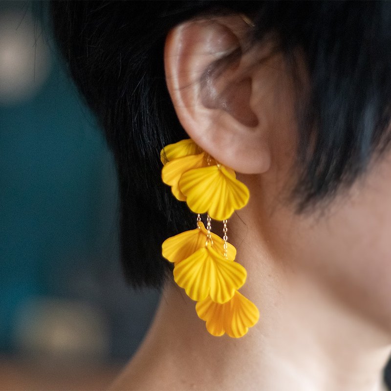 gingko earhook - Earrings & Clip-ons - Clay Yellow