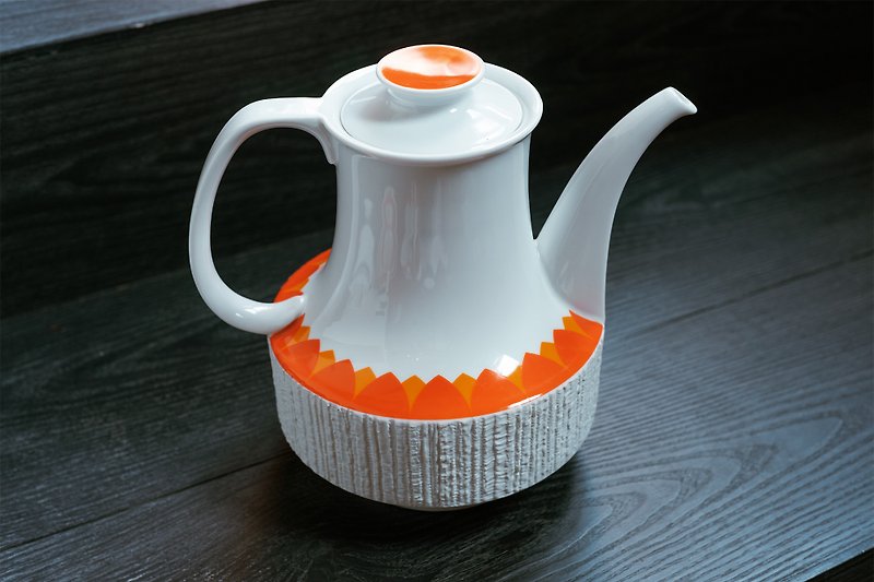 German Thomas ー Arcta Antique Afternoon Teapot / Kettle - เครื่องทำกาแฟ - เครื่องลายคราม สีส้ม