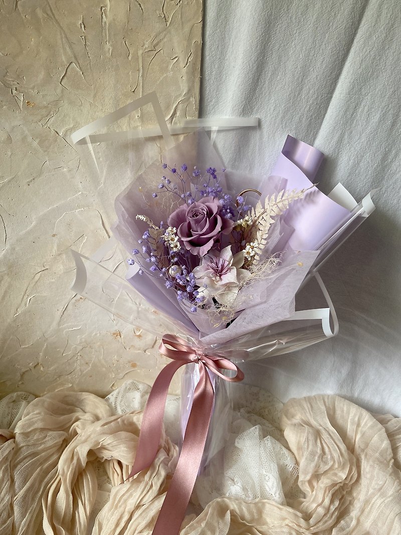 優雅紫玫瑰小花束 - 乾燥花/永生花 - 植物．花 