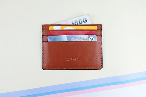 Vavia Red Brown Cow Leather Card Holder