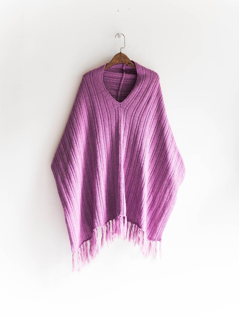 River Hill - Violet gently warm the cool antique log woolly cloak blouse shirt to wear two scarves vintage sweater vintage oversize - สเวตเตอร์ผู้หญิง - ผ้าฝ้าย/ผ้าลินิน สีม่วง