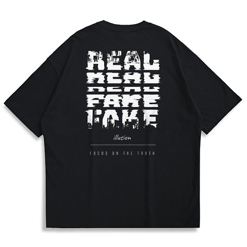 Creeps Store 【CREEPS-STORE】Real and Fake 寬鬆重磅印花T恤 210g
