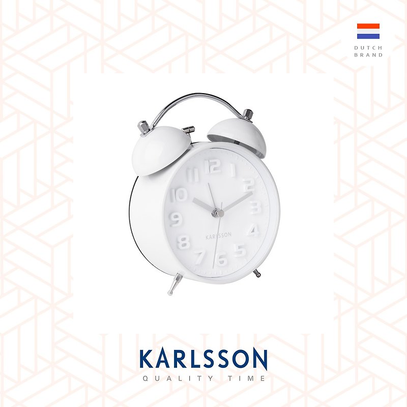 荷蘭Karlsson 經典打鈴鬧鐘Alarm clock Mr. White w.white case - 時鐘/鬧鐘 - 其他金屬 白色