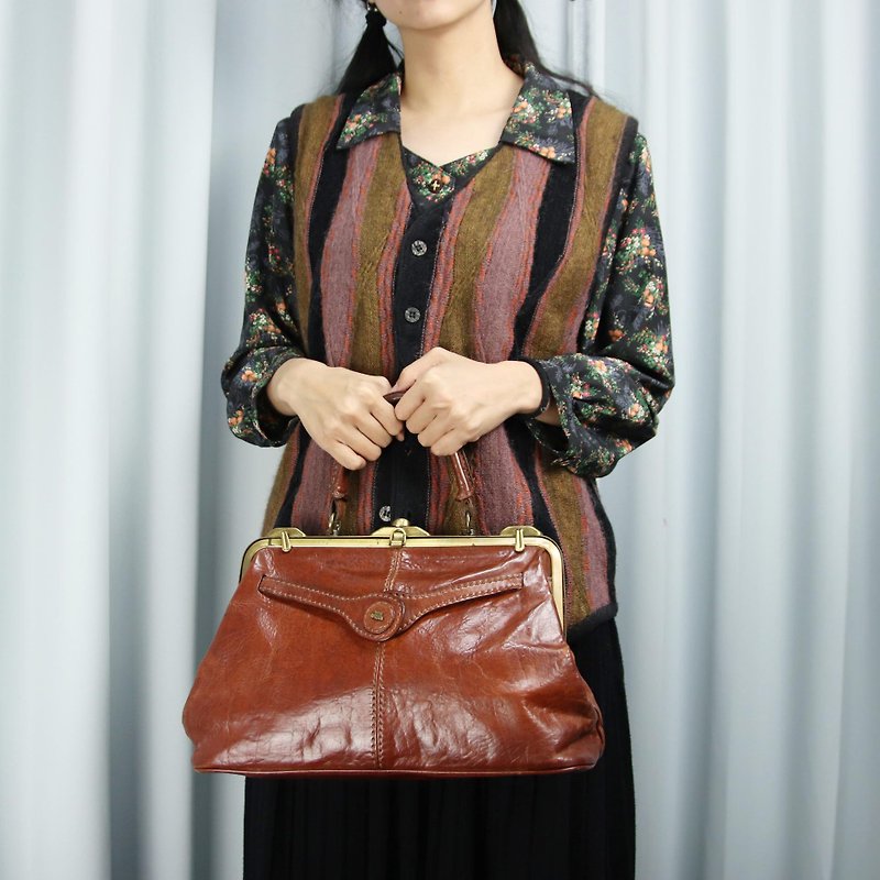 Tsubasa.Y vintage house 001Vintage THE BRIDGE portable, leather antique bag doctor bag - กระเป๋าถือ - หนังแท้ สีนำ้ตาล
