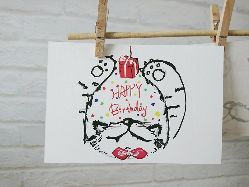 Happy birthday universal card-cat love hug - Cards & Postcards - Paper White