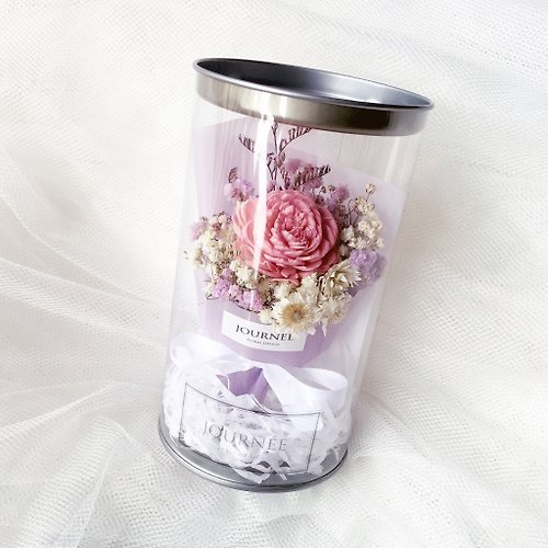 journee journee 8號小花罐-粉紫夢境香氛附卡片/乾燥花束 玫瑰 滿天星