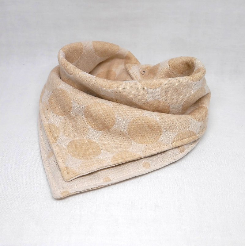 Japanese Handmade 6-layer-gauze Baby Bib/ organic cotton gauze - ผ้ากันเปื้อน - ผ้าฝ้าย/ผ้าลินิน สีนำ้ตาล