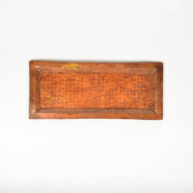銅板の上にノック - 小 - フェアトレード - 皿・プレート - 金属 ブラウン
