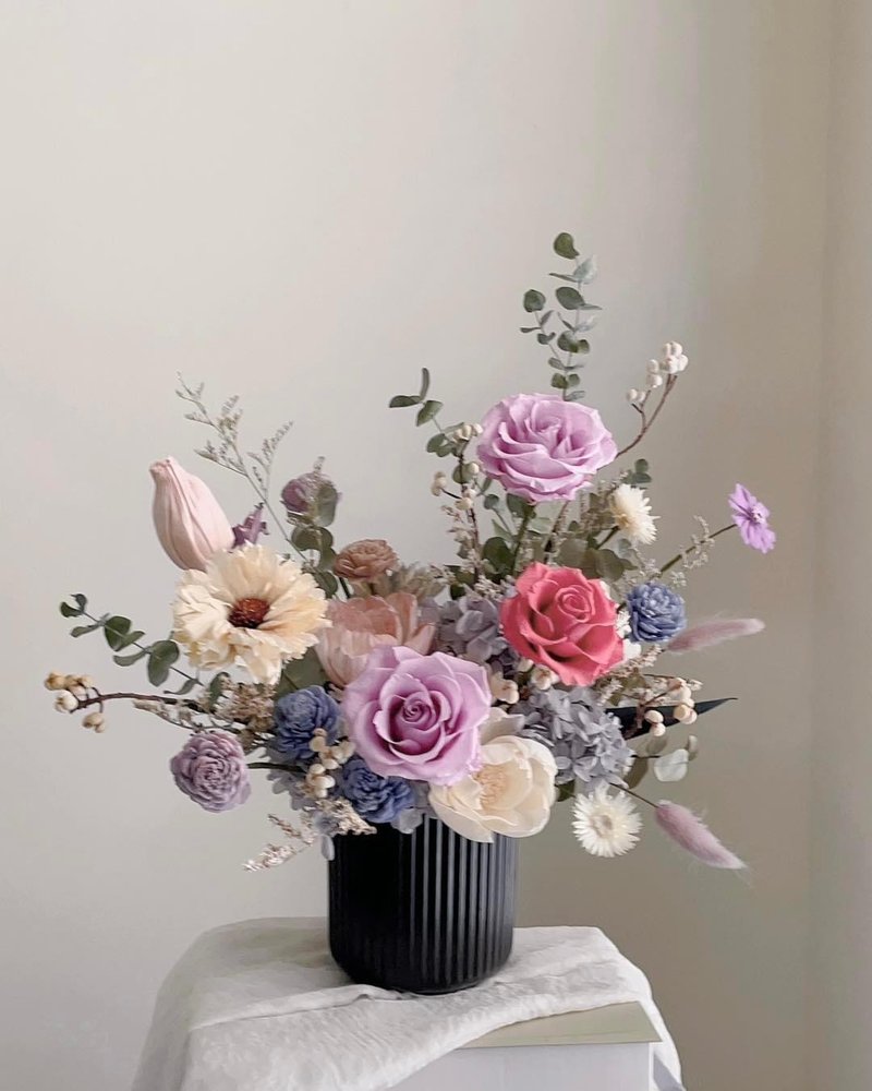 [Dried Permanent Flowers] Purple Permanent Roses Natural Wind Dry Flowers for Table Flowers - ช่อดอกไม้แห้ง - พืช/ดอกไม้ สีม่วง