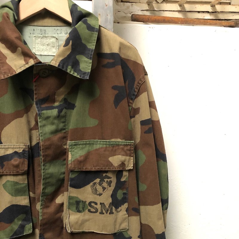 鳳梨罐頭|vintage  USMC美國海陸軍襯衫夾克 古著 公發  工裝 - 男裝 恤衫 - 棉．麻 卡其色