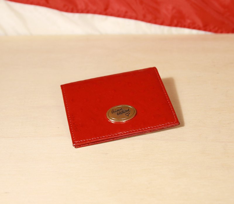 Back to Green:: 正紅 Vivienne Westwood名片夾 凸起壓紋 金色logo vintage wallet ( WT-31 ) - 長短皮夾/錢包 - 真皮 