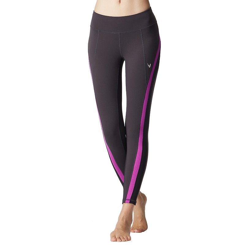 [MACACA] Back-m function straight forward pants - ATE7601 cocoa / black / purple - กางเกงวอร์มผู้หญิง - ไนลอน สีนำ้ตาล