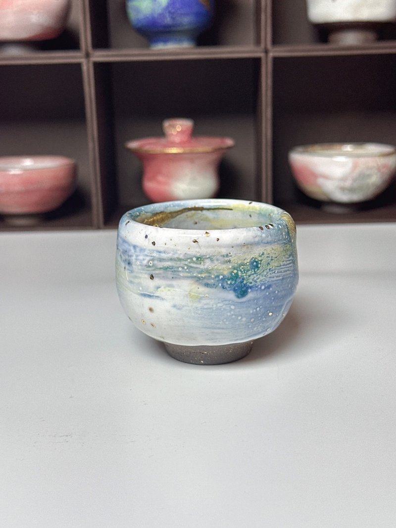 山水志野鎏金杯-手工製作-容量約100cc - 茶壺/茶杯/茶具 - 陶 