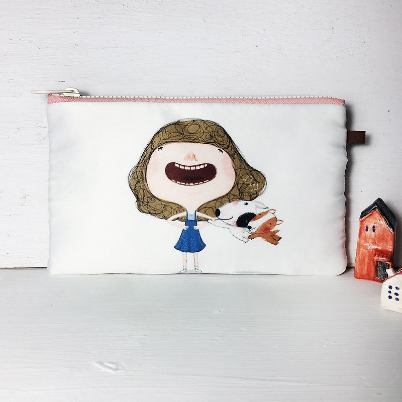 Mobile phone bag/coin bag/pencil bag/cosmetic bag/solder bag\ \Dolly don't be afraid! I'm here/ - Toiletry Bags & Pouches - Cotton & Hemp Pink