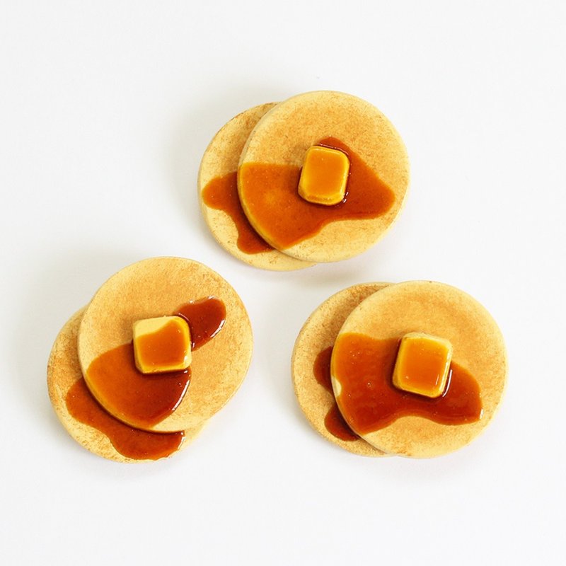 ホットケーキの木製ブローチ - 胸針 - 木頭 橘色