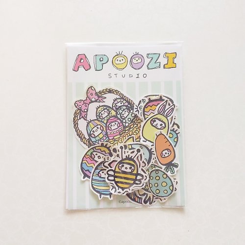 APOOZI STUDIO | 布籽生物 復活節彩蛋籽 插畫貼紙